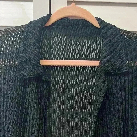 Mesh 2-Piece Open Front Short Set Size Large Black - Picture 3 of 6